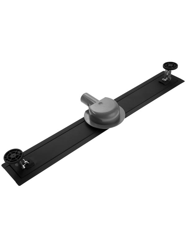 Трап ZEIN, c флaнцeм свободного вращения 360°, 7х80 см, d=40/50 мм, нерж. сталь, черный