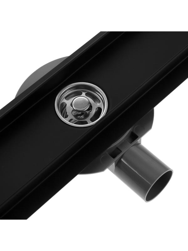 Трап ZEIN, c флaнцeм свободного вращения 360°, 7х80 см, d=40/50 мм, нерж. сталь, черный