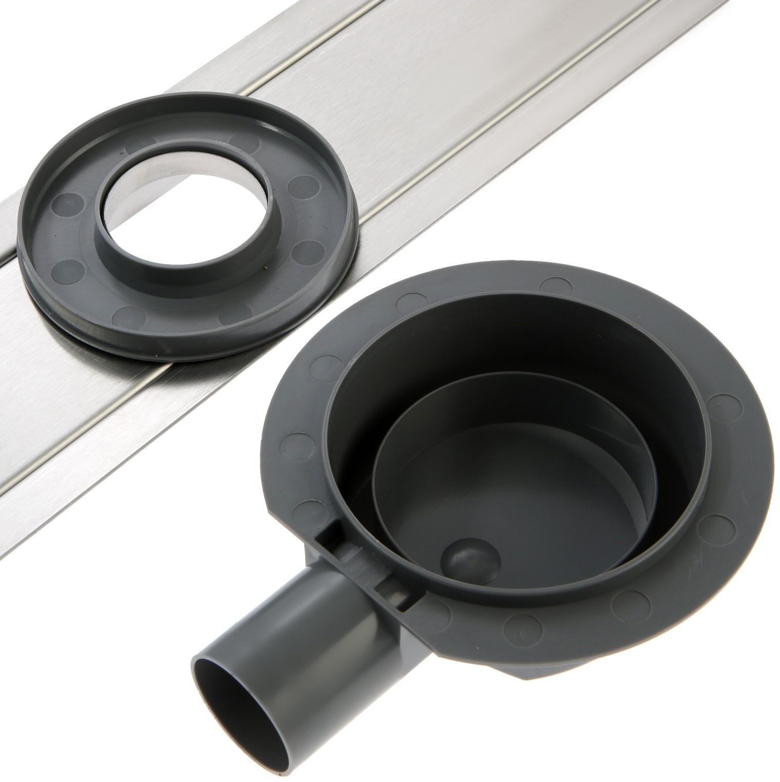 Трап ZEIN, c флaнцeм свободного вращения 360°, 7х90 см, d=40/50 мм, нерж. сталь, сатин