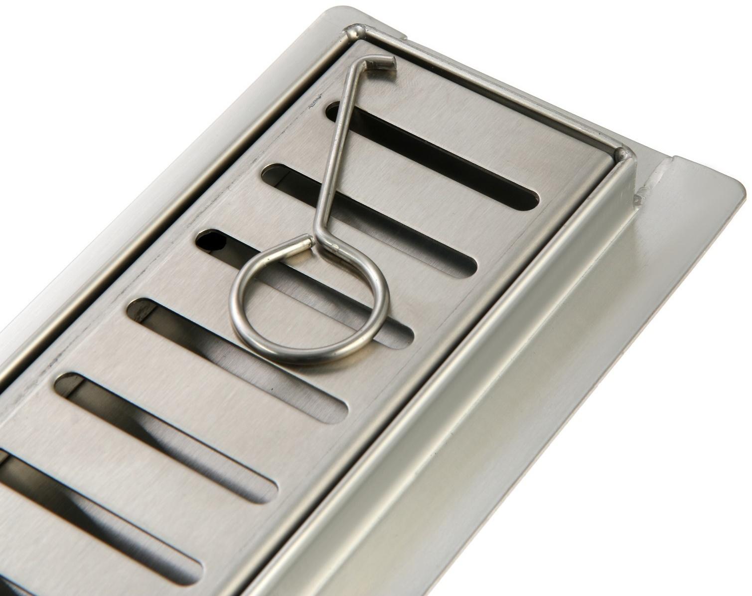 Трап ZEIN, c флaнцeм свободного вращения 360°, 7х90 см, d=40/50 мм, нерж. сталь, сатин