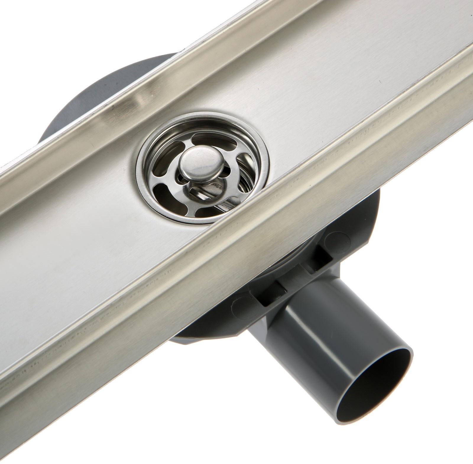 Трап ZEIN, c флaнцeм свободного вращения 360°, 7х90 см, d=40/50 мм, нерж. сталь, сатин