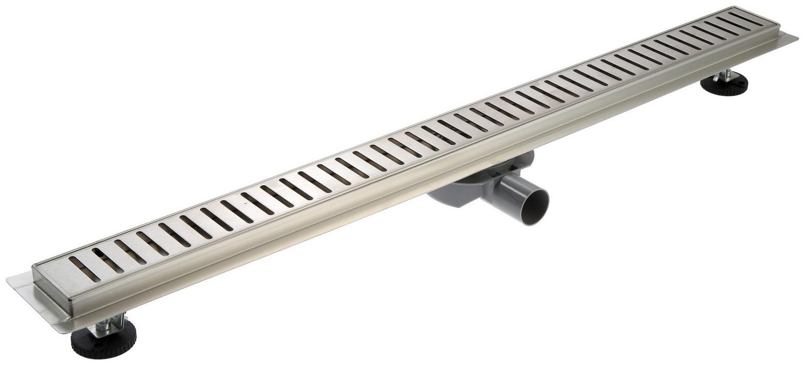 Трап ZEIN, c флaнцeм свободного вращения 360°, 7х90 см, d=40/50 мм, нерж. сталь, сатин