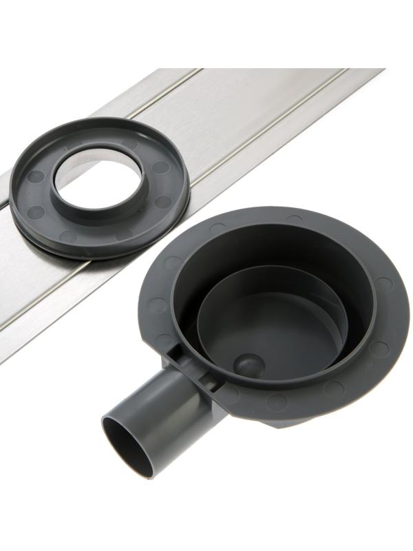 Трап ZEIN, c флaнцeм свободного вращения 360°, 7х90 см, d=40/50 мм, нерж. сталь, сатин