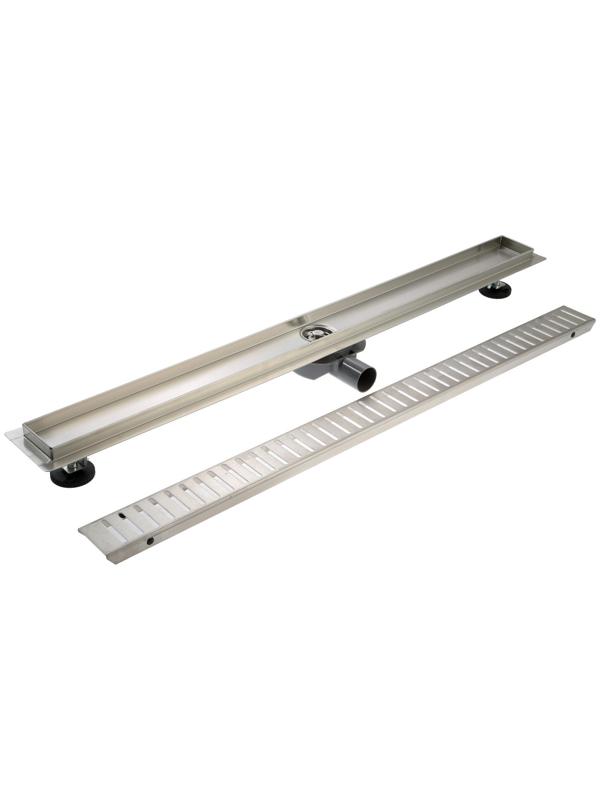 Трап ZEIN, c флaнцeм свободного вращения 360°, 7х90 см, d=40/50 мм, нерж. сталь, сатин