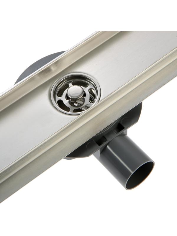 Трап ZEIN, c флaнцeм свободного вращения 360°, 7х90 см, d=40/50 мм, нерж. сталь, сатин