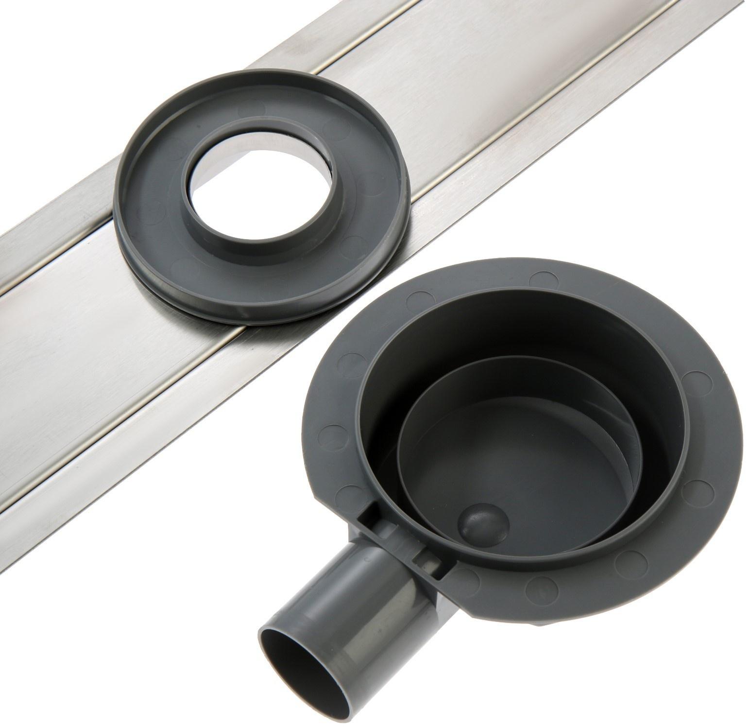 Трап ZEIN, c флaнцeм свободного вращения 360°, 7х90 см, d=40/50 мм, нерж. сталь, сатин