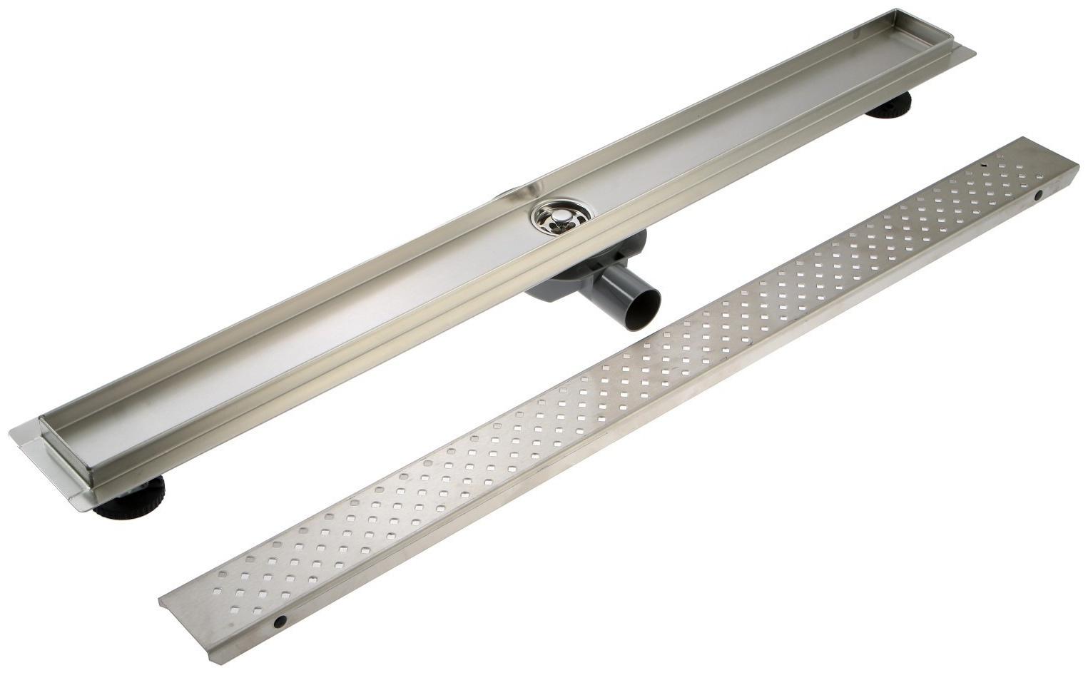 Трап ZEIN, c флaнцeм свободного вращения 360°, 7х90 см, d=40/50 мм, нерж. сталь, сатин