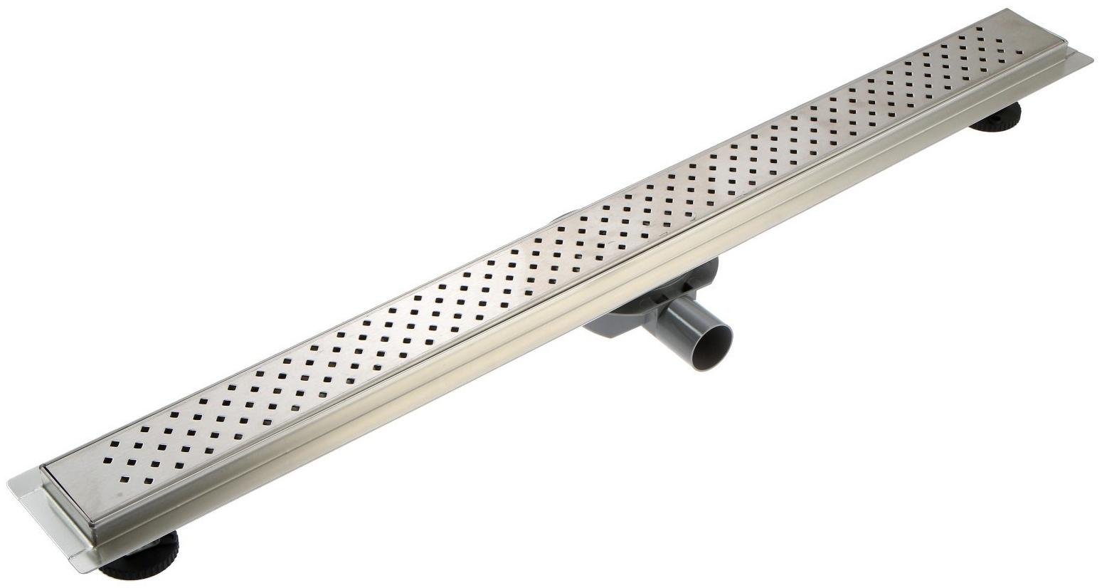 Трап ZEIN, c флaнцeм свободного вращения 360°, 7х90 см, d=40/50 мм, нерж. сталь, сатин