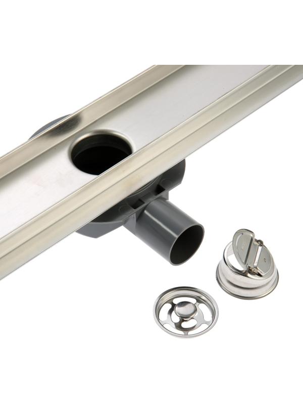 Трап ZEIN, c флaнцeм свободного вращения 360°, 7х90 см, d=40/50 мм, нерж. сталь, сатин