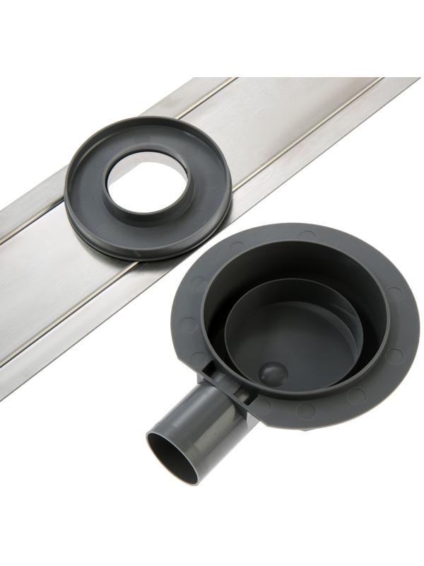 Трап ZEIN, c флaнцeм свободного вращения 360°, 7х90 см, d=40/50 мм, нерж. сталь, сатин