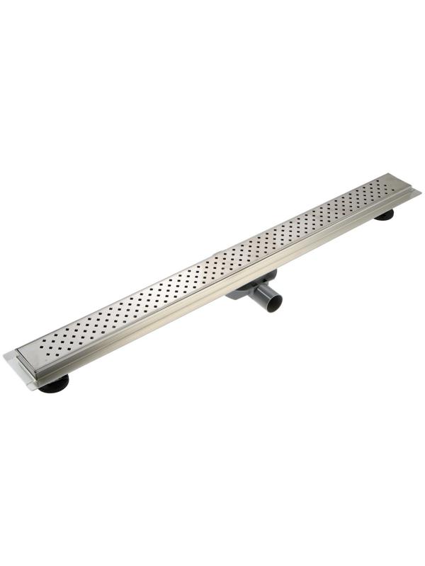 Трап ZEIN, c флaнцeм свободного вращения 360°, 7х90 см, d=40/50 мм, нерж. сталь, сатин