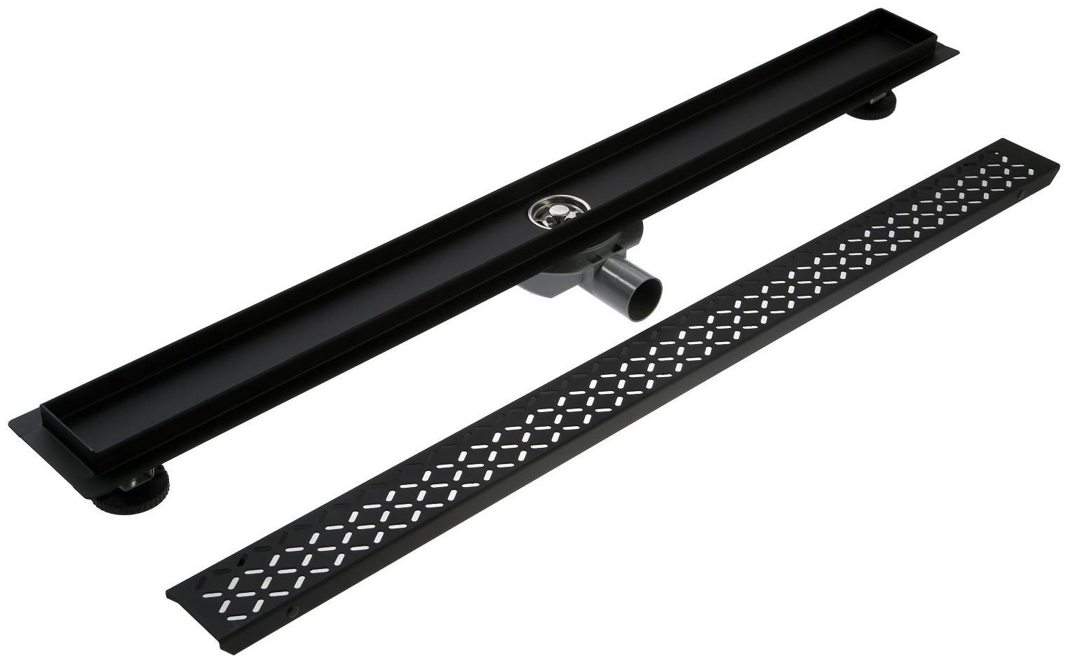 Трап ZEIN, c флaнцeм свободного вращения 360°, 7х90 см, d=40/50 мм, нерж. сталь, черный