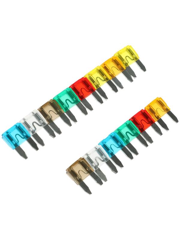 Предохранитель мини, 5А, 7.5А, 10А, 15А, 20А, 25А, 30А, набор 14 шт