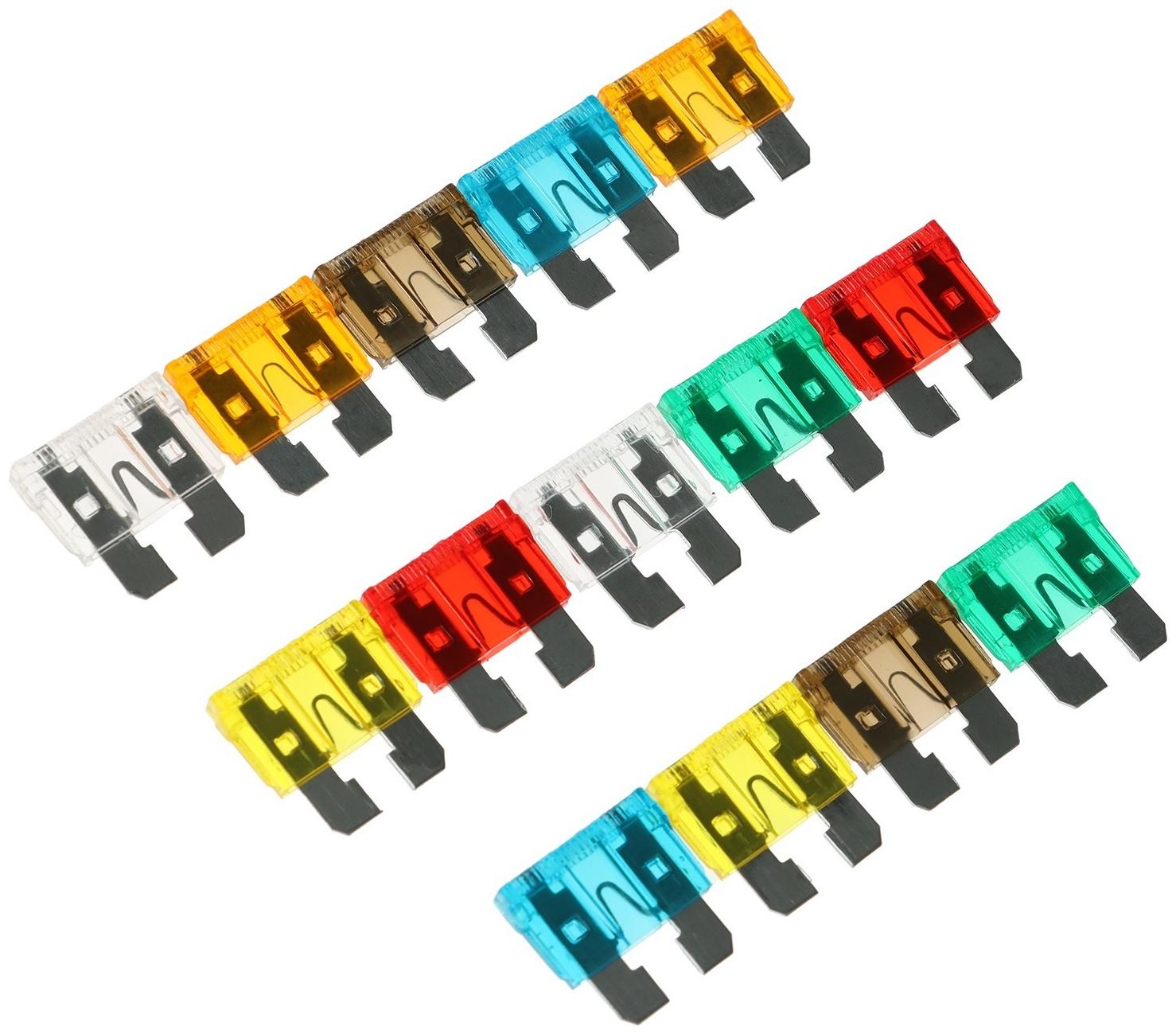 Предохранитель стандарт, 5А, 7.5А, 10А, 15А, 20А, 25А, 30А, набор 14 шт