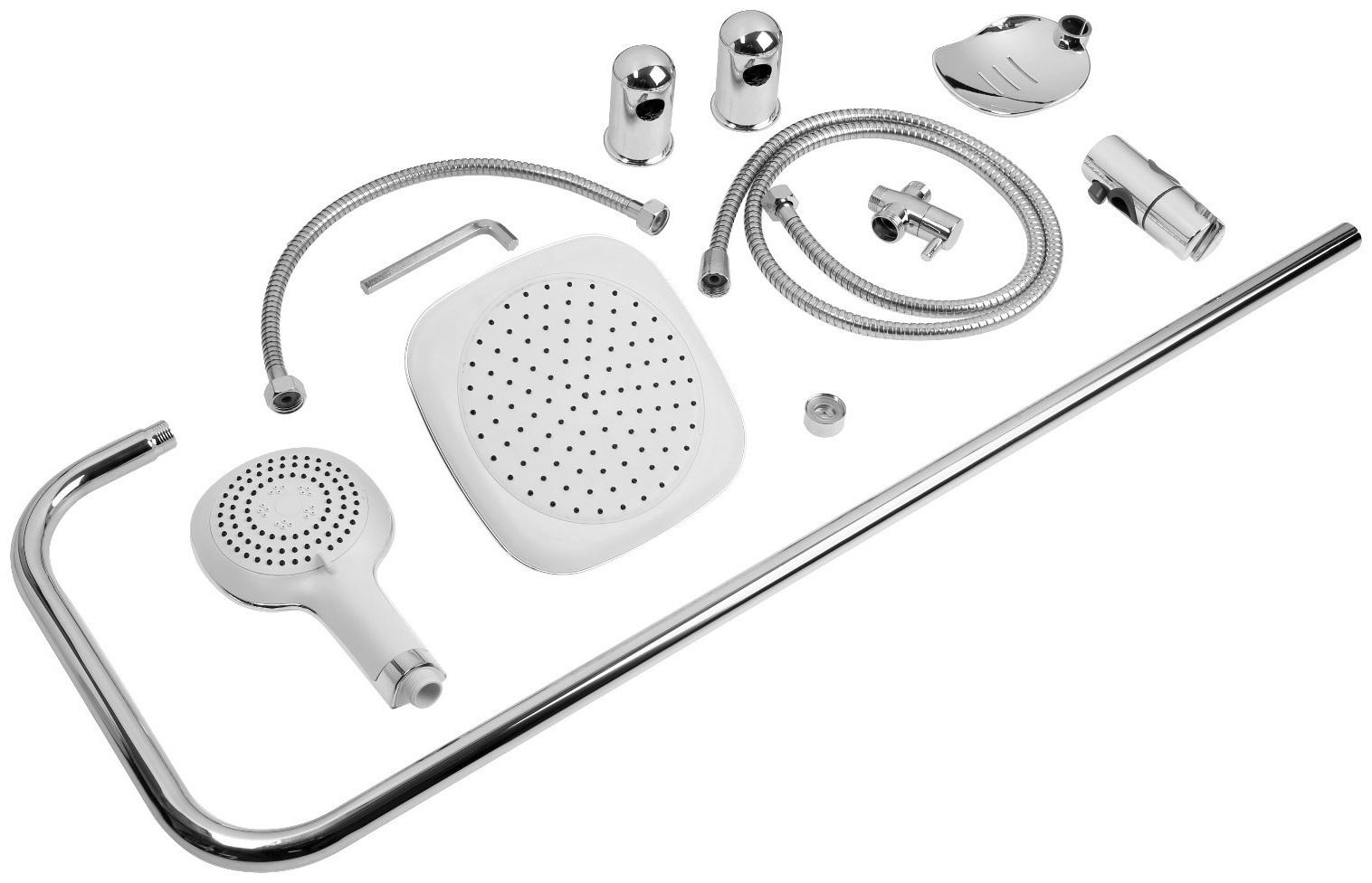 Душевая система ZEIN econom, тропическая и ручная лейка 3 режима, шланги, стойка, мыльница