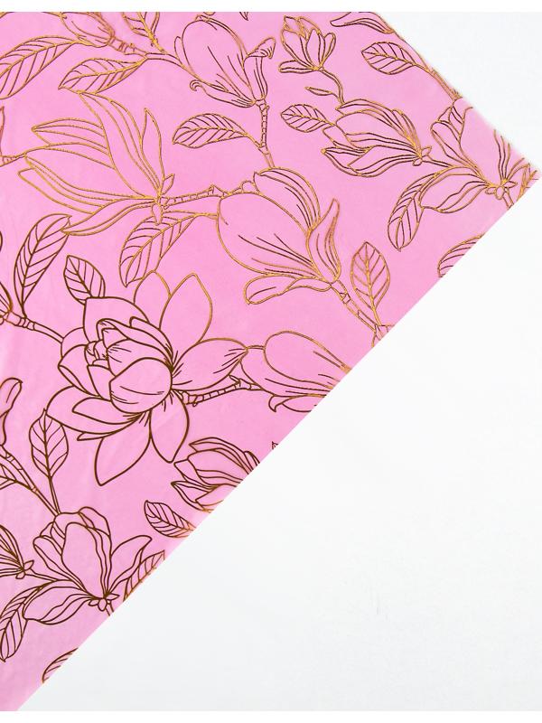 Плёнка тишью влагостойкая «Цветы», розовая, 0.6 x 10 м