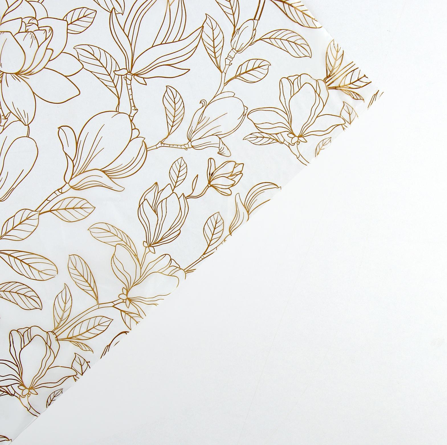 Плёнка тишью влагостойкая «Цветы», белая, 0.6 x 10 м