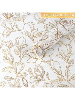 Плёнка тишью влагостойкая «Цветы», белая, 0.6 x 10 м