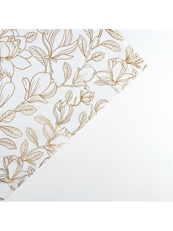 Плёнка тишью влагостойкая «Цветы», белая, 0.6 x 10 м