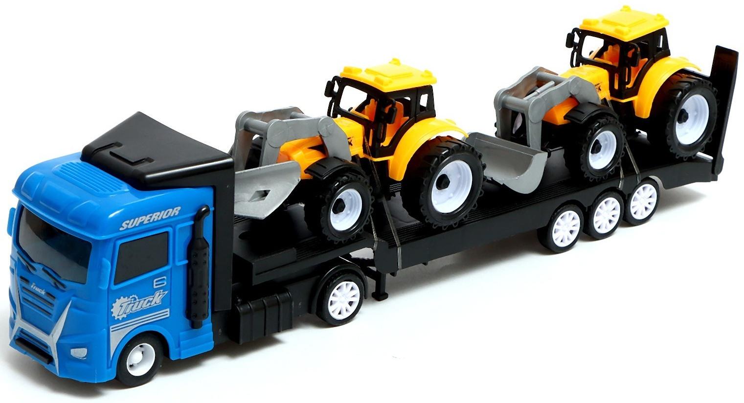 Грузовик инерционный «Автовоз», с 2 тракторами, цвет МИКС