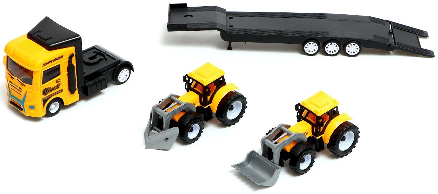 Грузовик инерционный «Автовоз», с 2 тракторами, цвет МИКС