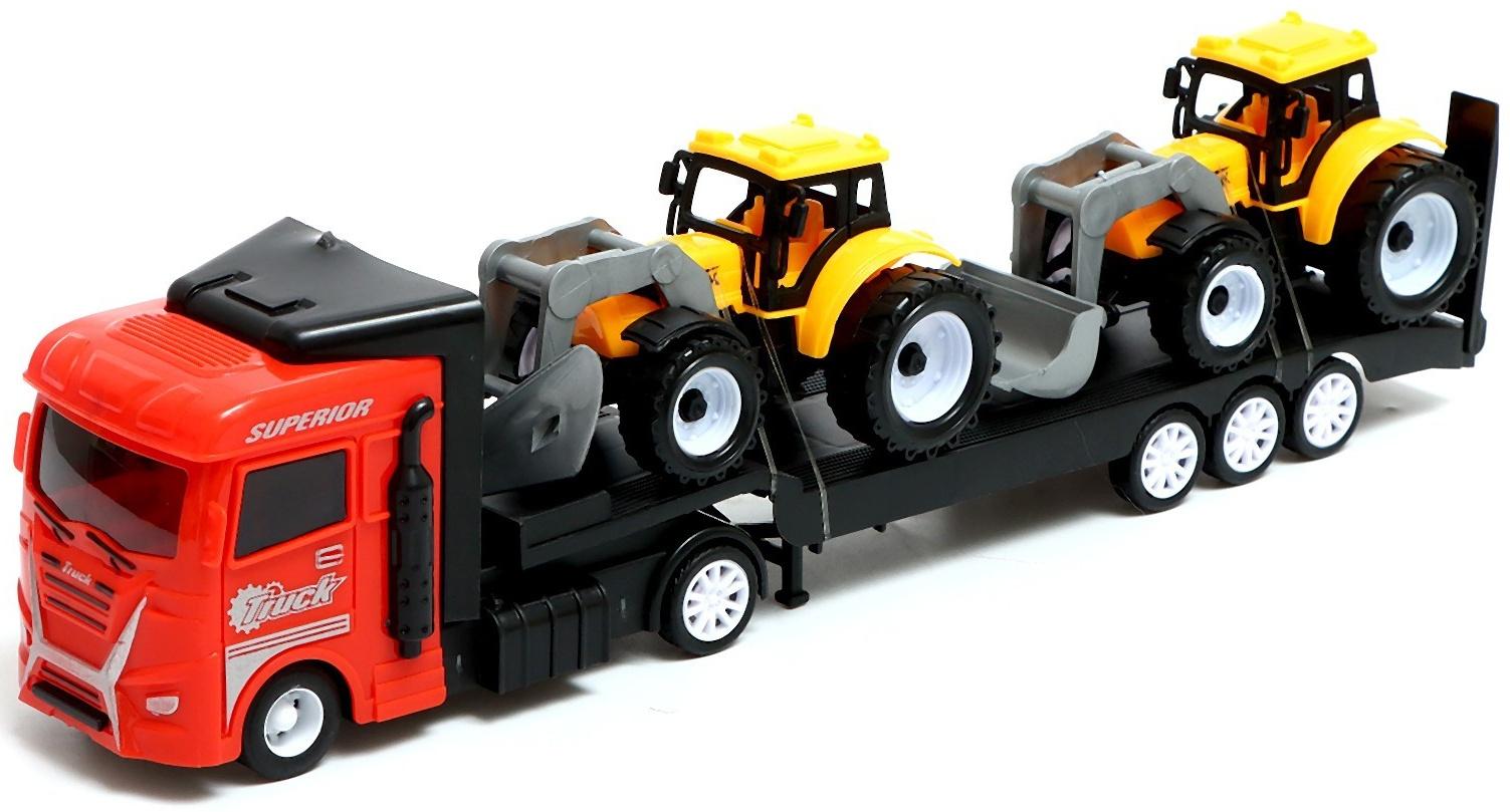 Грузовик инерционный «Автовоз», с 2 тракторами, цвет МИКС