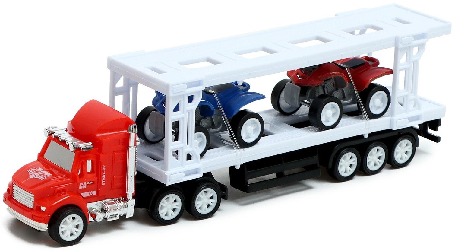 Грузовик инерционный «Автовоз», с 2 квадроциклами, цвет МИКС