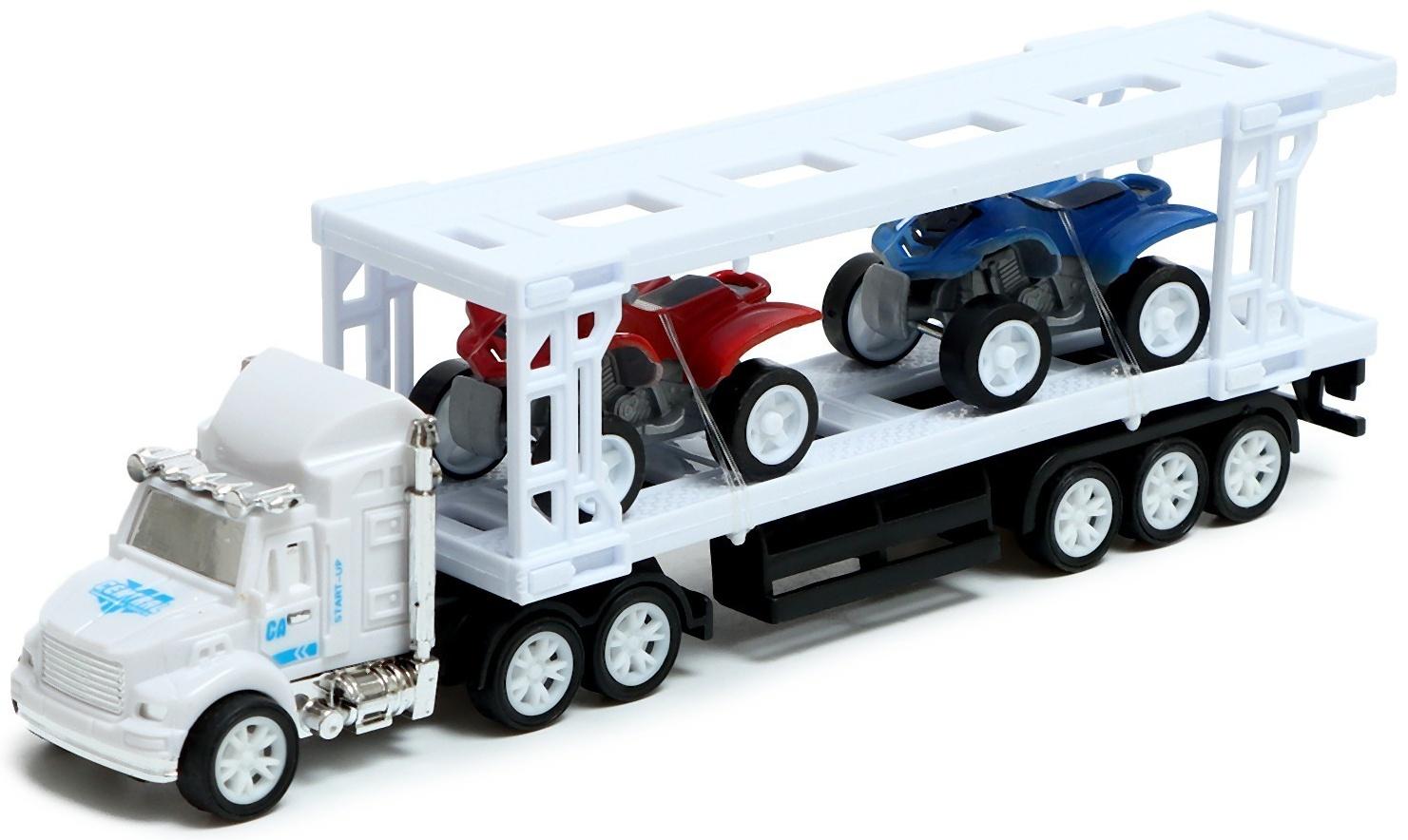 Грузовик инерционный «Автовоз», с 2 квадроциклами, цвет МИКС