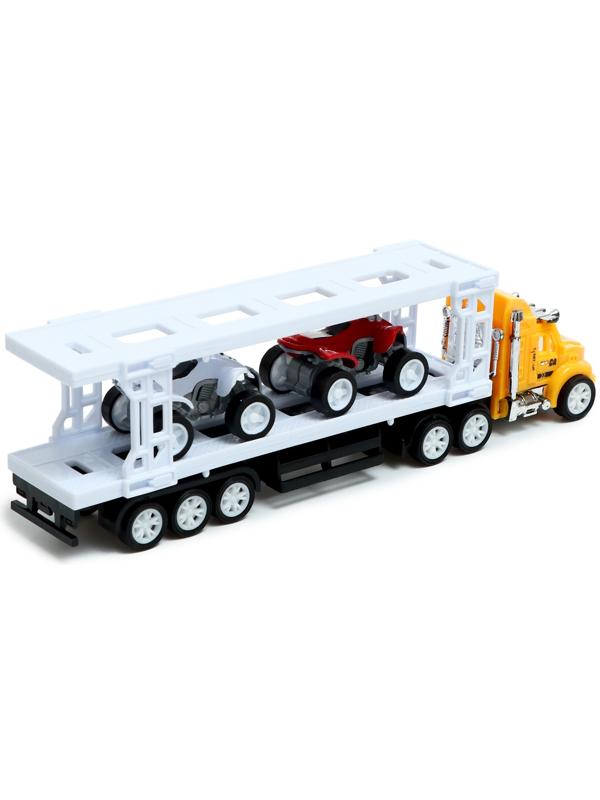 Грузовик инерционный «Автовоз», с 2 квадроциклами, цвет МИКС