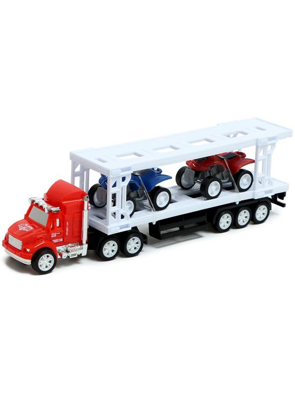 Грузовик инерционный «Автовоз», с 2 квадроциклами, цвет МИКС