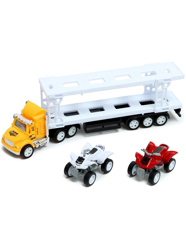 Грузовик инерционный «Автовоз», с 2 квадроциклами, цвет МИКС