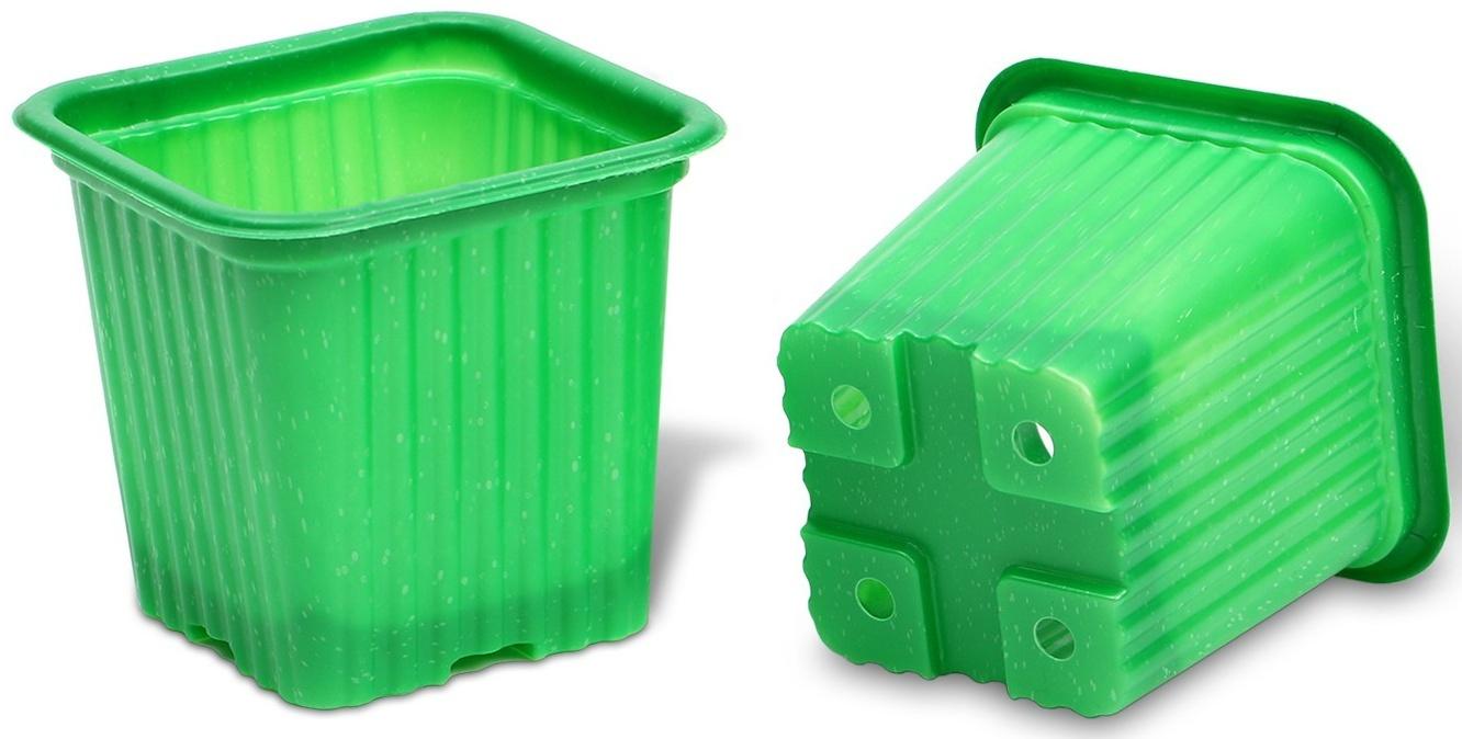 Горшок для рассады, 210 мл, d = 7 см, h = 6.5 см, зелёный, в наборе 10 шт., Greengo