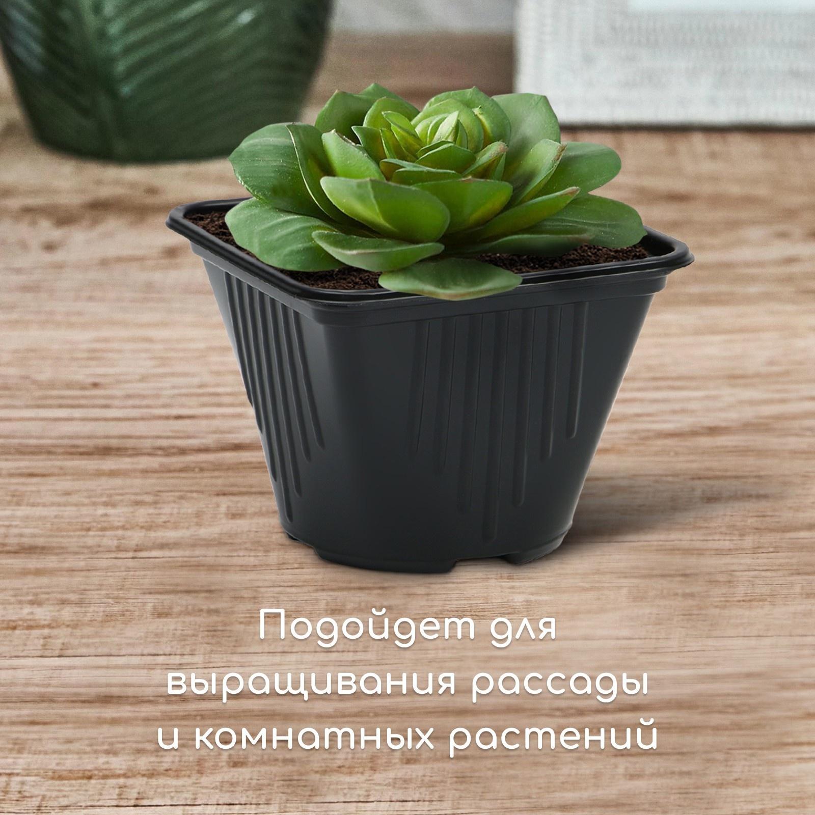 Горшок для рассады, 750 мл, d = 12 см, h = 12,9 см, чёрный, Greengo