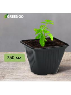 Горшок для рассады, 750 мл, d = 12 см, h = 12,9 см, чёрный, Greengo