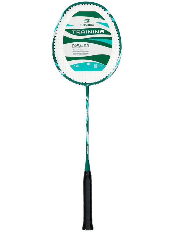 Ракетка для бадминтона BOSHIKA TRAINING, алюминий, стеклопластик, в чехле
