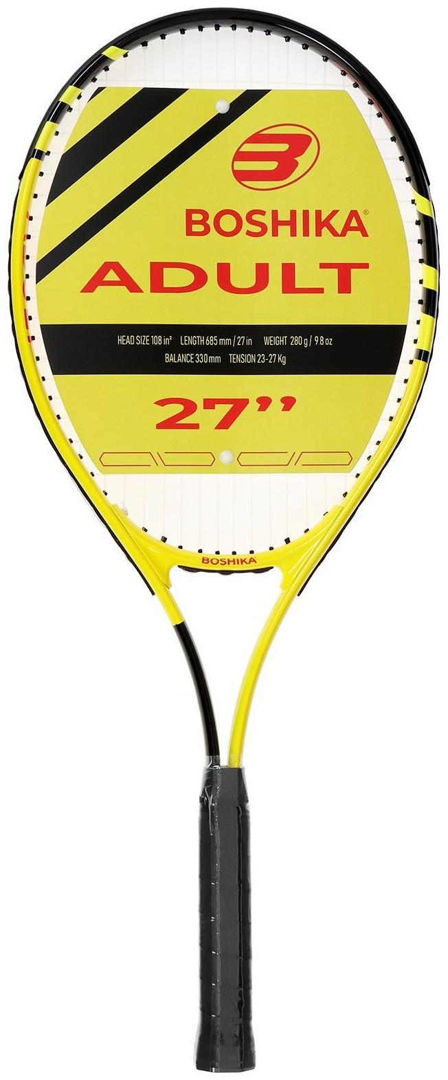 Ракетка для большого тенниса BOSHIKA ADULT, алюминий, 27'', цвет чёрно-жёлтый