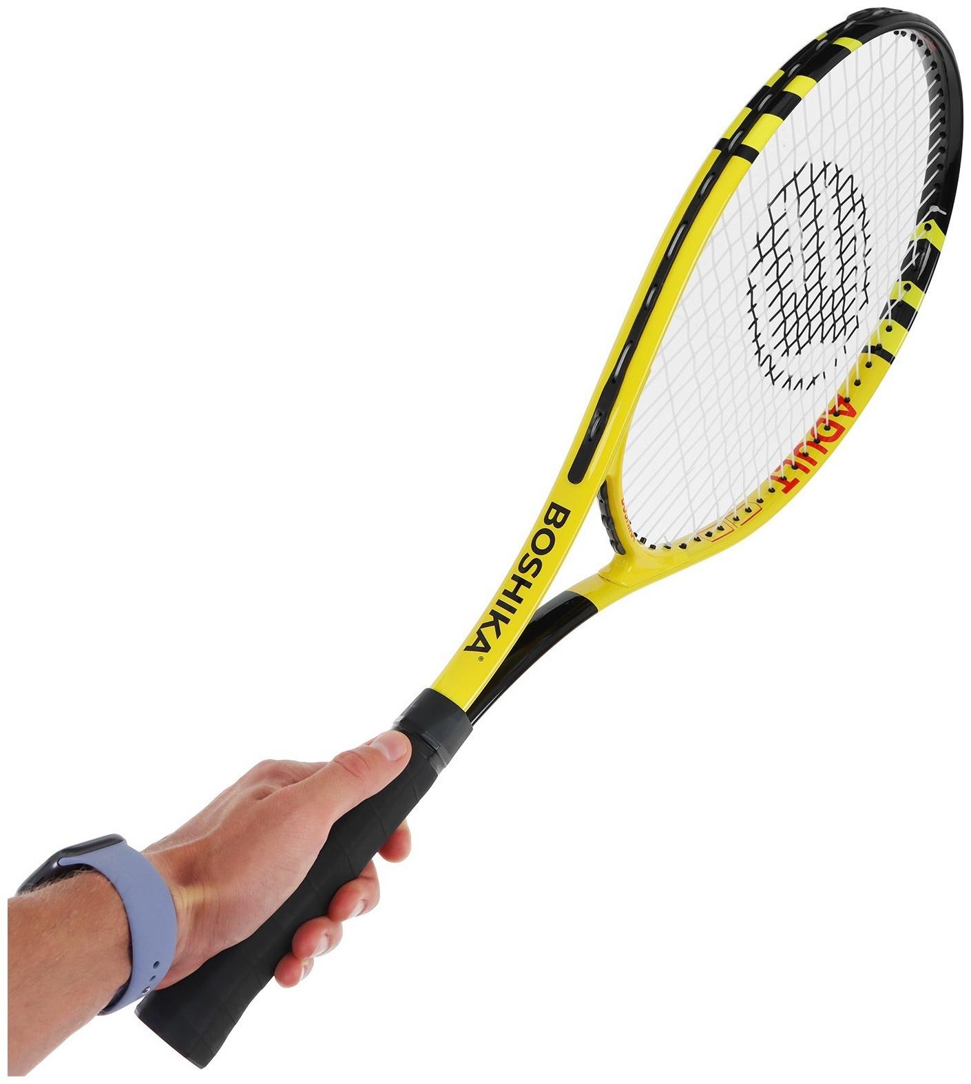 Ракетка для большого тенниса BOSHIKA ADULT, алюминий, 27'', цвет чёрно-жёлтый