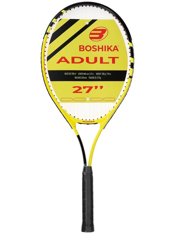 Ракетка для большого тенниса BOSHIKA ADULT, алюминий, 27'', цвет чёрно-жёлтый