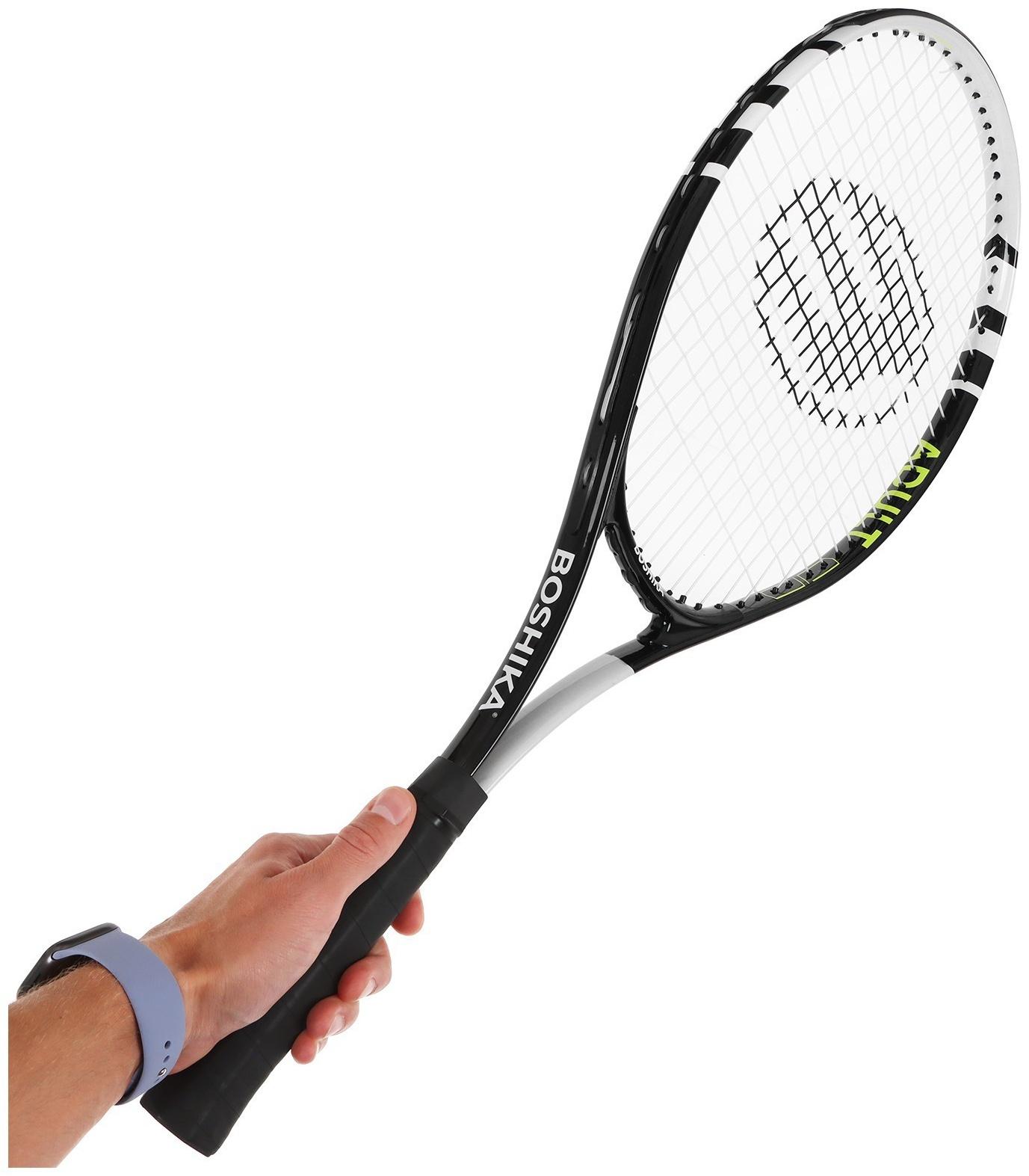 Ракетка для большого тенниса BOSHIKA ADULT, алюминий, 27'', цвет чёрно-белый