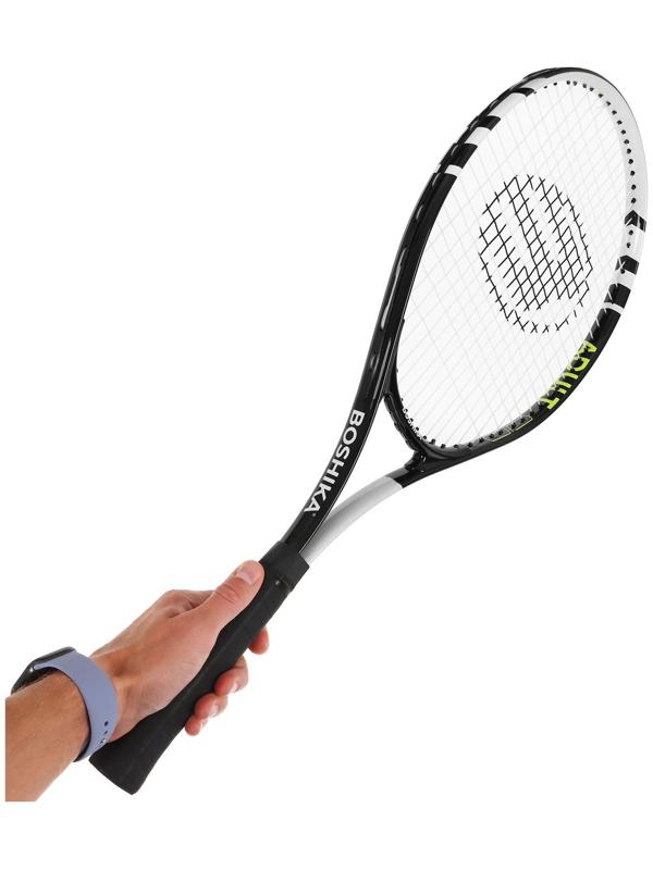 Ракетка для большого тенниса BOSHIKA ADULT, алюминий, 27'', цвет чёрно-белый
