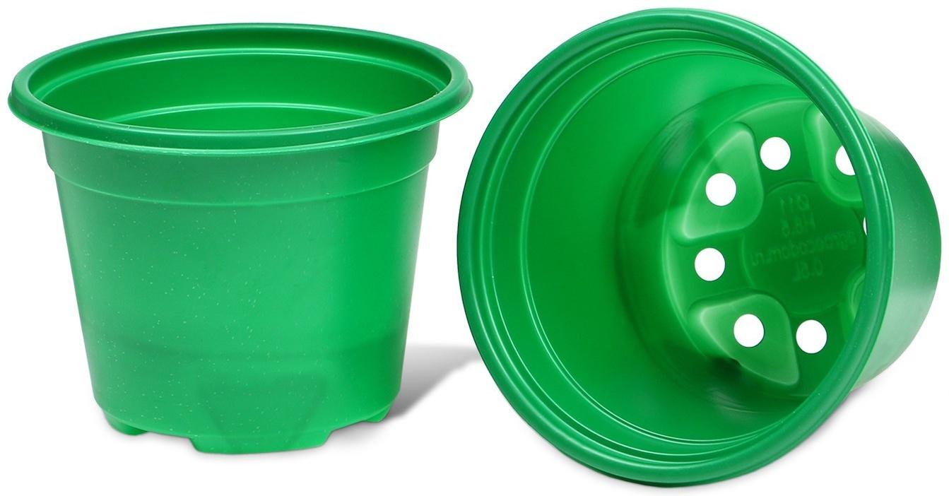 Горшок для рассады, 500 мл, d = 11 см, h = 8,5 см, зелёный, в наборе 10 шт., Greengo