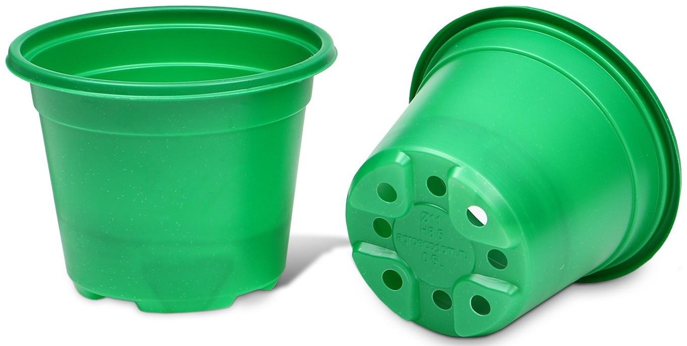 Горшок для рассады, 500 мл, d = 11 см, h = 8,5 см, зелёный, в наборе 10 шт., Greengo
