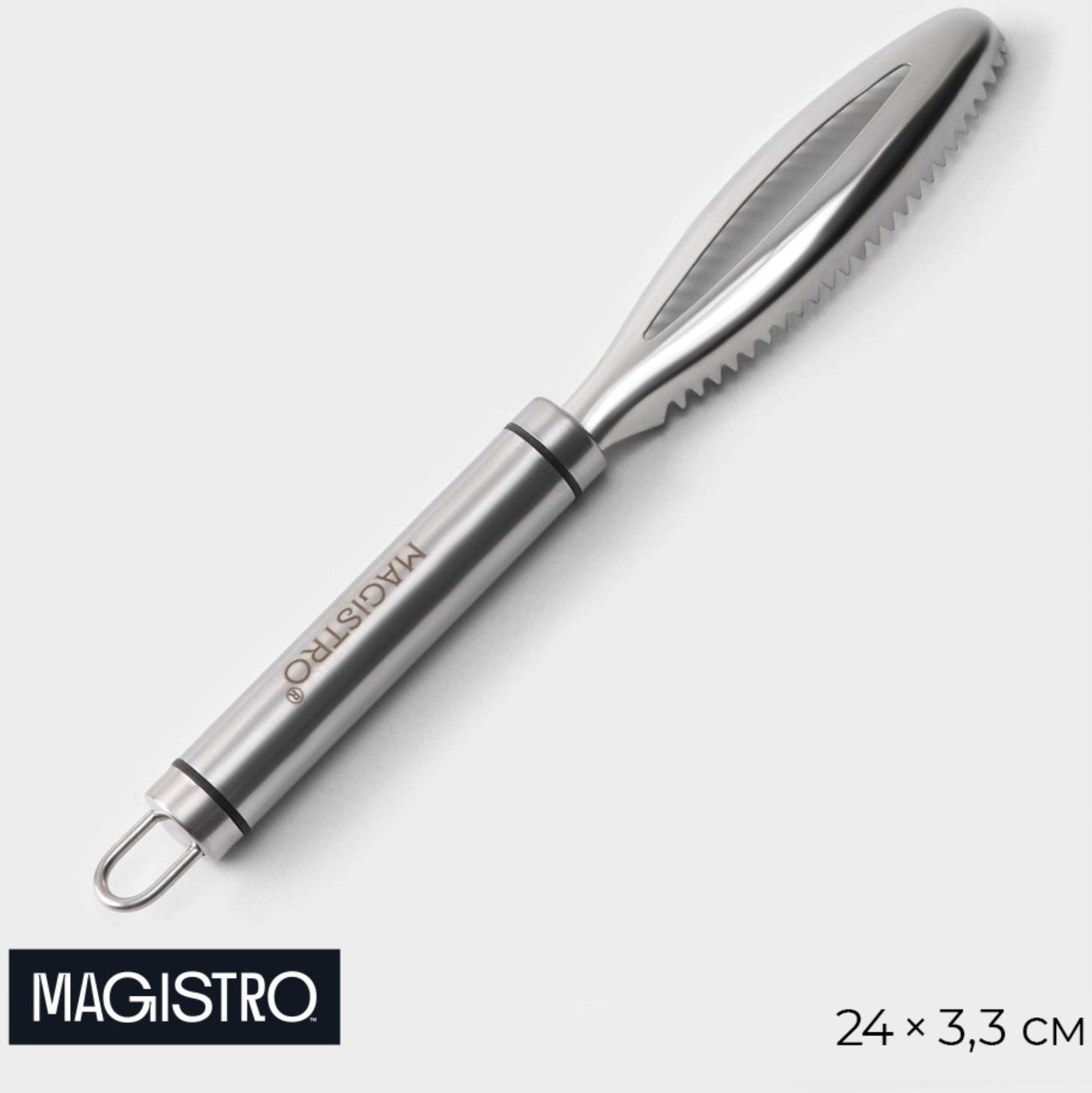 Рыбочистка Magistro Solid, нержавеющая сталь, цвет хромированный