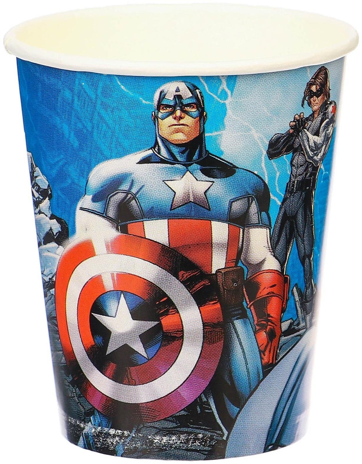 Стаканы бумажные, Мстители, 250 мл, 6 шт