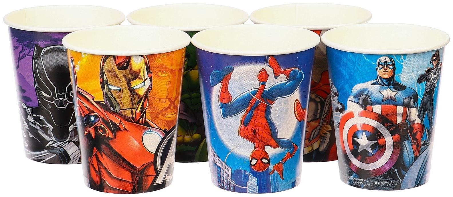 Стаканы бумажные, Мстители, 250 мл, 6 шт