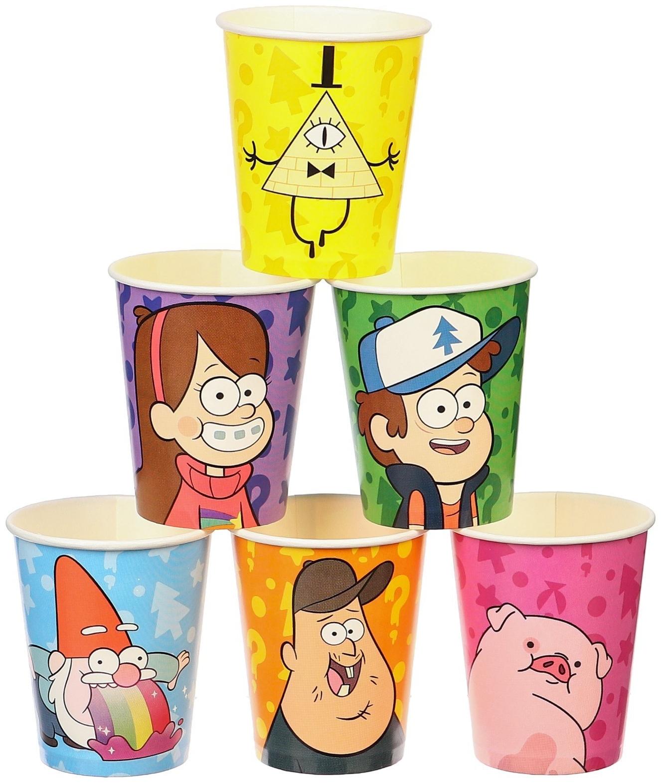 Стаканы бумажные, Гравити Фолз, 250 мл, 6 шт