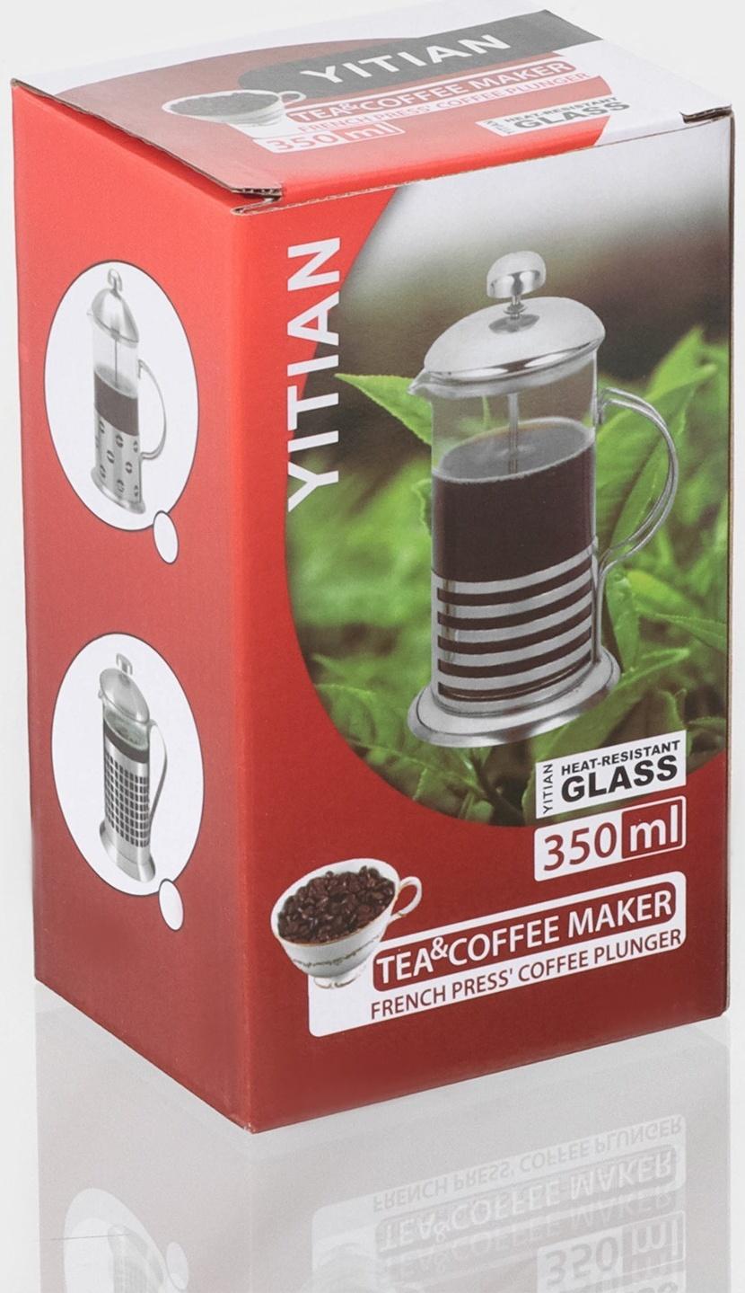 Чайник заварочный френч - пресс «Сейхо», 350 мл, стекло, нержавеющая сталь