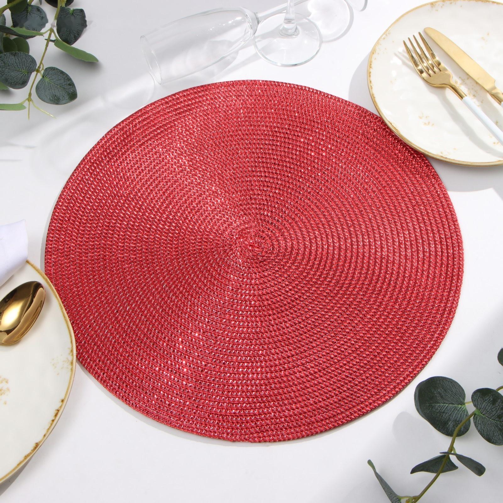 Салфетка сервировочная Доляна цв.красный, d 38 см