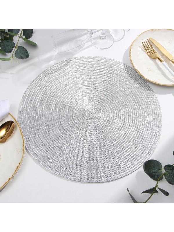 Салфетка сервировочная Доляна цв.серебро, d 38 см