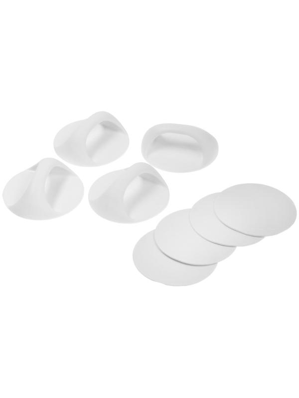 Ручка самоклеющаяся, белый цвет, 4 шт в наборе, d=65 мм